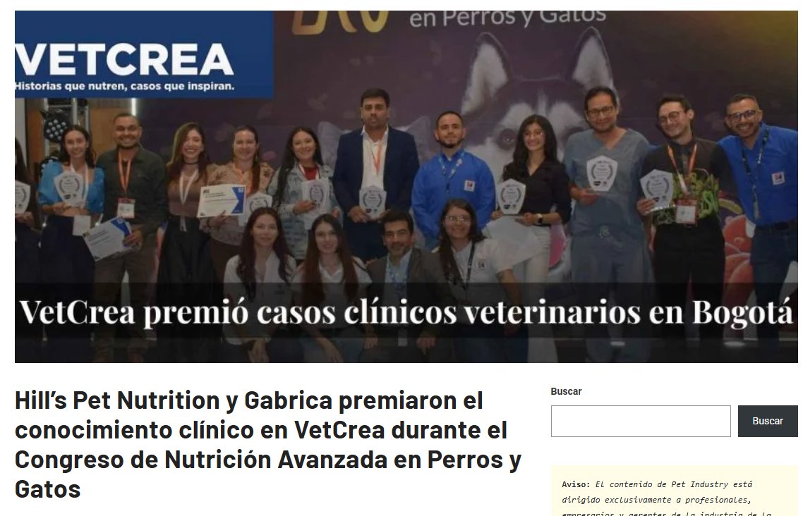Gabrica | Hill’s Pet Nutrition y Gabrica premiaron el conocimiento clínico en VetCrea durante el Congreso de Nutrición Avanzada en Perros y Gatos